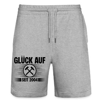 Glueck auf seit 2004 - Stanley/Stella Unisex Bio Joggingshorts Trainer  - Grau meliert - Vorne - Nik (191cm) & Marisol (170cm)