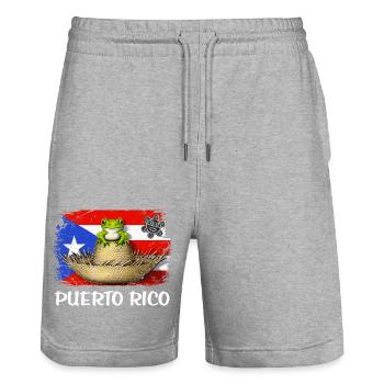Porto Rico Coqui Grenouille Boricua Drapeau - Short de jogging bio TRAINER Stanley/Stella unisexe - gris chiné - Devant - Nik (191cm) & Marisol (170cm)