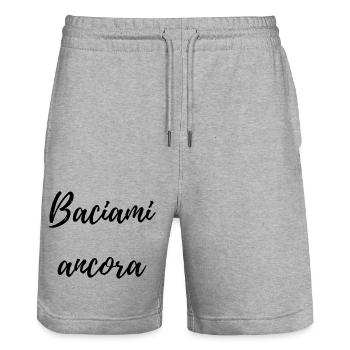 Baciami Ancora – Romantic Italian Phrase - Stanley/Stella Trainer Unisex Organic Jogging Shorts - heather grey - Front - Nik (191cm) & Marisol (170cm)