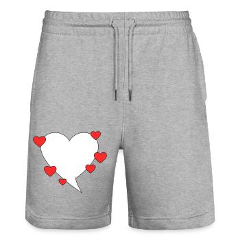 Speech bubble with hearts - Stanley/Stella Trainer Unisex Organic Jogging Shorts - heather grey - Front - Nik (191cm) & Marisol (170cm)