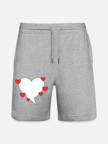 Speech bubble with hearts - Stanley/Stella Trainer Unisex Organic Jogging Shorts - heather grey