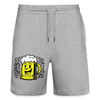 Bier Lustig Comic - Stanley/Stella Unisex Bio Joggingshorts Trainer  - Grau meliert - Vorne - Nik (191cm) & Marisol (170cm)
