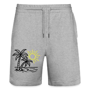 Plage de Island Palm Trees - Short de jogging bio TRAINER Stanley/Stella unisexe - gris chiné - Devant - Nik (191cm) & Marisol (170cm)