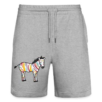Drôle de zèbre - Short de jogging bio TRAINER Stanley/Stella unisexe - gris chiné - Devant - Nik (191cm) & Marisol (170cm)