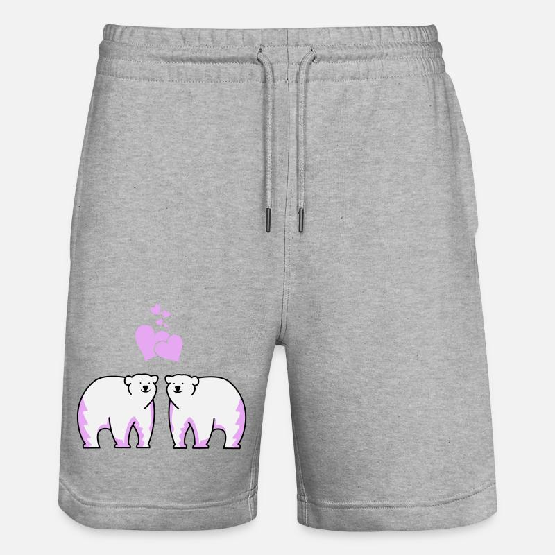 Ours polaires amoureux - Short de jogging bio TRAINER Stanley/Stella unisexe - gris chiné