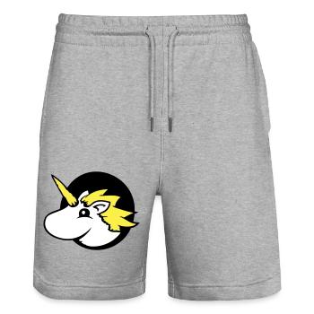Unicorn Hole Page Funny Cute Comic Cartoon - Stanley/Stella Trainer Unisex Organic Jogging Shorts - heather grey - Front - Nik (191cm) & Marisol (170cm)