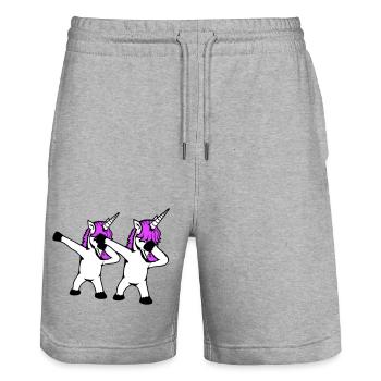2 Unicorns Dabbing Dab Dance Party Pose Gesture Team - Stanley/Stella Trainer Unisex Organic Jogging Shorts - heather grey - Front - Nik (191cm) & Marisol (170cm)