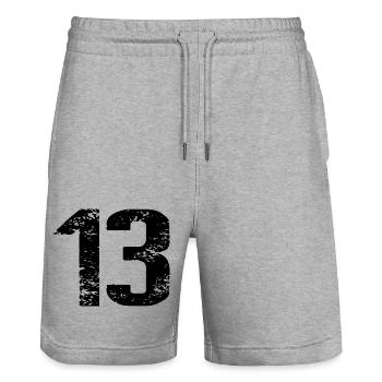 13 Number Jersey - Stanley/Stella Trainer Unisex Organic Jogging Shorts - heather grey - Front - Nik (191cm) & Marisol (170cm)