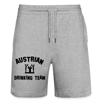 austrian drinking team - Short de jogging bio TRAINER Stanley/Stella unisexe - gris chiné - Devant - Nik (191cm) & Marisol (170cm)