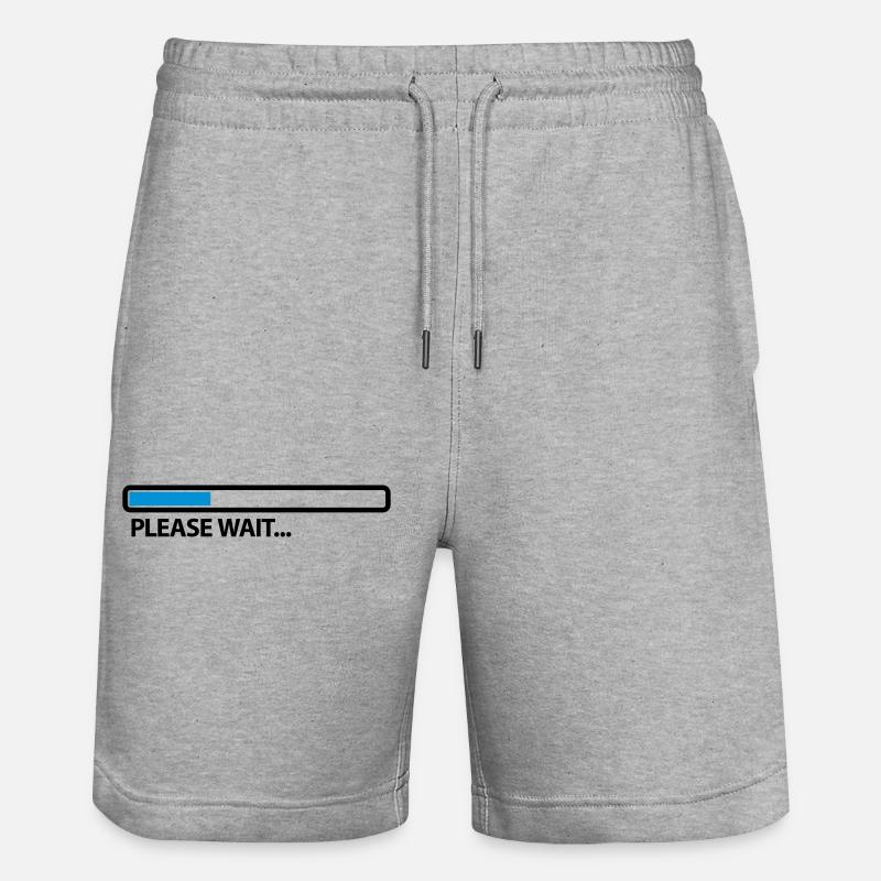 please_wait_2c - Stanley/Stella Trainer Unisex Organic Jogging Shorts - heather grey