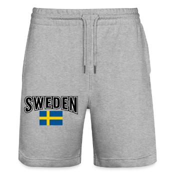 Schweden - Stanley/Stella Unisex Bio Joggingshorts Trainer  - Grau meliert - Vorne - Nik (191cm) & Marisol (170cm)