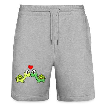 Turtles Turtles Love - Stanley/Stella Trainer Unisex Organic Jogging Shorts - heather grey - Front - Nik (191cm) & Marisol (170cm)