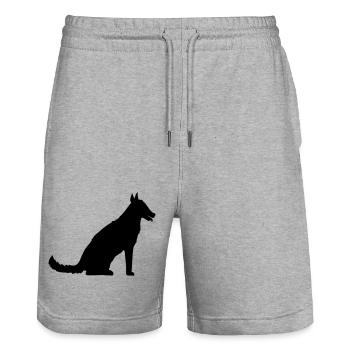 assis assis chien mignon animal de compagnie doux herrch - Short de jogging bio TRAINER Stanley/Stella unisexe - gris chiné - Devant - Nik (191cm) & Marisol (170cm)