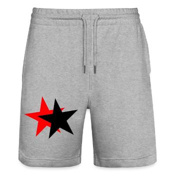 Sterne - schwarz rot - Stanley/Stella Unisex Bio Joggingshorts Trainer  - Grau meliert - Vorne - Nik (191cm) & Marisol (170cm)