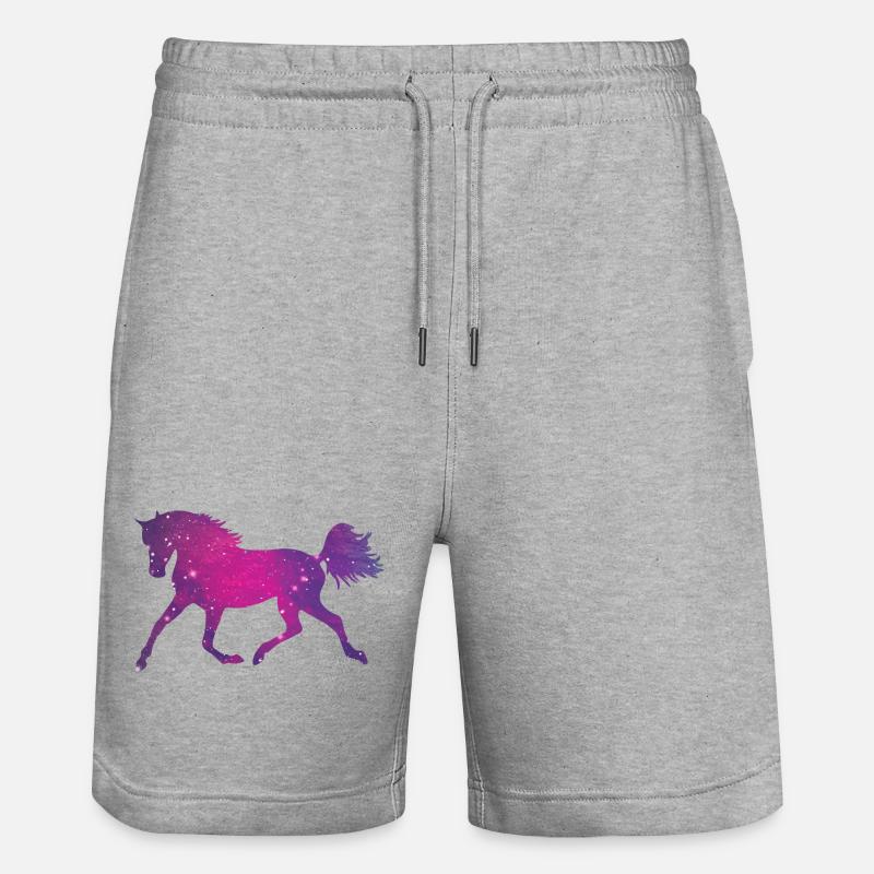 Pferd Silhouette Galaxy Space Universum - Stanley/Stella Unisex Bio Joggingshorts Trainer  - Grau meliert