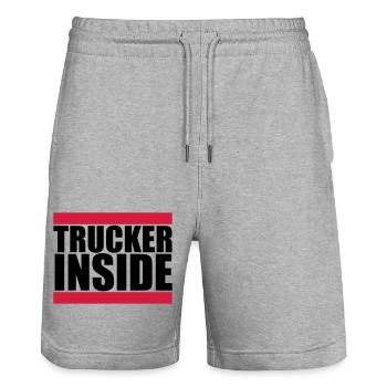 logo trucker inside truck lkw lastwagen fernfahrer - Stanley/Stella Unisex Bio Joggingshorts Trainer  - Grau meliert - Vorne - Nik (191cm) & Marisol (170cm)