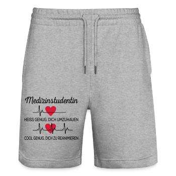 Medizinstudentin - Stanley/Stella Unisex Bio Joggingshorts Trainer  - Grau meliert - Vorne - Nik (191cm) & Marisol (170cm)