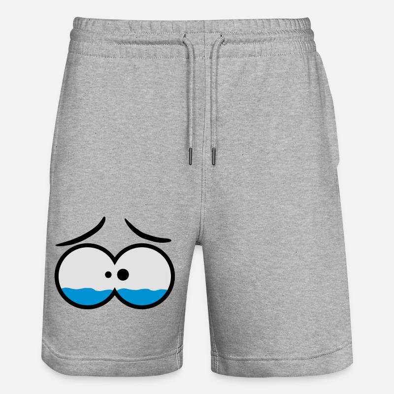 Sad Crying Comic Eyes - Stanley/Stella Unisex Bio Joggingshorts Trainer - Grau meliert