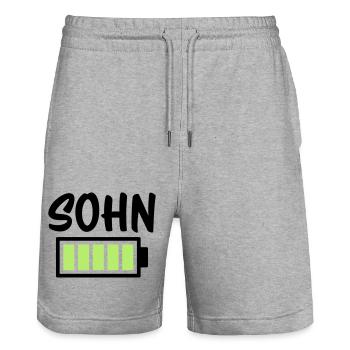 Sohn - Akku - Stanley/Stella Unisex Bio Joggingshorts Trainer  - Grau meliert - Vorne - Nik (191cm) & Marisol (170cm)