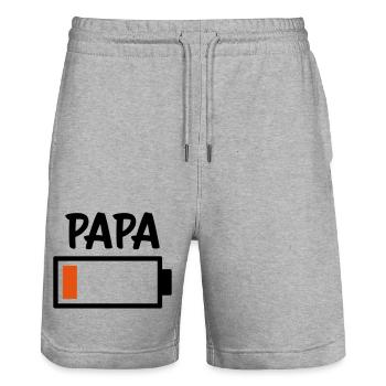 Papa - Akku leer - Stanley/Stella Unisex Bio Joggingshorts Trainer  - Grau meliert - Vorne - Nik (191cm) & Marisol (170cm)