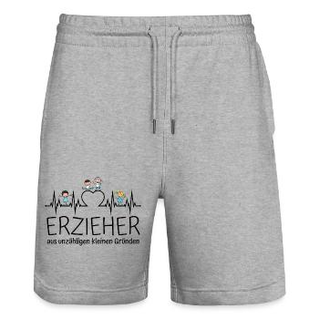 Educators for countless small reasons - Stanley/Stella Trainer Unisex Organic Jogging Shorts - heather grey - Front - Nik (191cm) & Marisol (170cm)