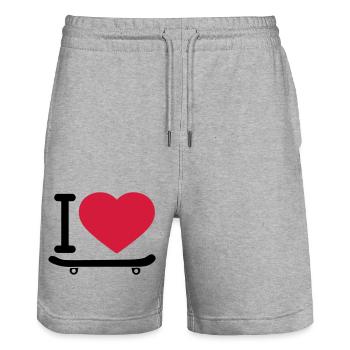 I love herz liebe brett skater skateboard fahren s - Stanley/Stella Unisex Bio Joggingshorts Trainer  - Grau meliert - Vorne - Nik (191cm) & Marisol (170cm)