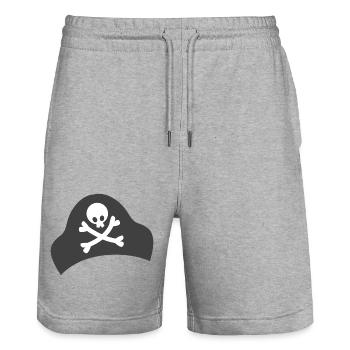 Einfache gekreuzte Knochen auf einem Piratenhut - Stanley/Stella Unisex Bio Joggingshorts Trainer  - Grau meliert - Vorne - Nik (191cm) & Marisol (170cm)