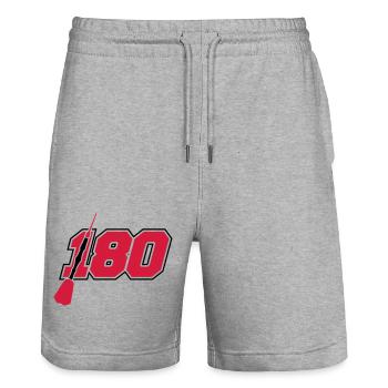 treffer 180 punkte logo silhouette dart pfeil dart - Stanley/Stella Unisex Bio Joggingshorts Trainer  - Grau meliert - Vorne - Nik (191cm) & Marisol (170cm)