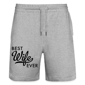 Ehefrau - Stanley/Stella Unisex Bio Joggingshorts Trainer  - Grau meliert - Vorne - Nik (191cm) & Marisol (170cm)