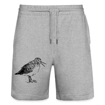Riverside Runner Bird - Stanley/Stella Trainer Unisex Organic Jogging Shorts - heather grey - Front - Nik (191cm) & Marisol (170cm)