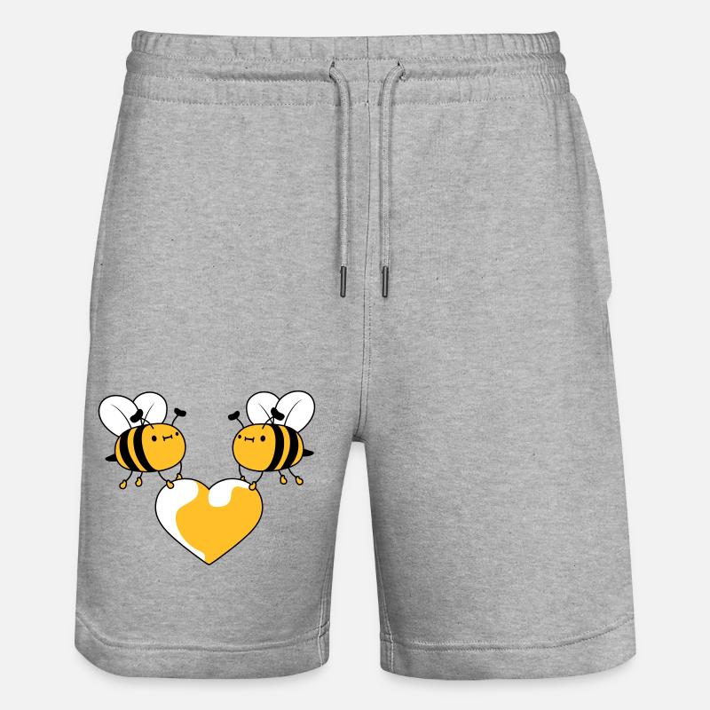 2 abeilles amoureuses - Short de jogging bio TRAINER Stanley/Stella unisexe - gris chiné