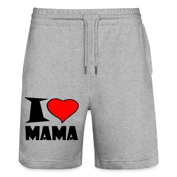 I Love Mama - Stanley/Stella Unisex Bio Joggingshorts Trainer  - Grau meliert - Vorne - Nik (191cm) & Marisol (170cm)