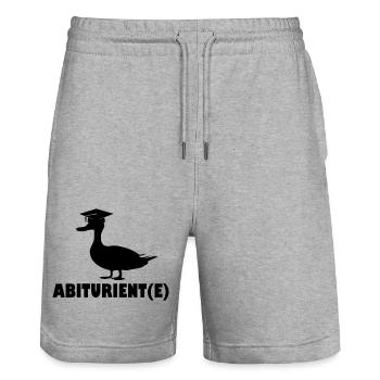 Abi Abitur Motto Ente - Stanley/Stella Unisex Bio Joggingshorts Trainer  - Grau meliert - Vorne - Nik (191cm) & Marisol (170cm)