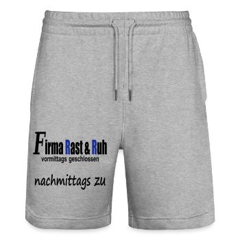 Firma Rast und Ruh vormittags geschlossen - Stanley/Stella Unisex Bio Joggingshorts Trainer  - Grau meliert - Vorne - Nik (191cm) & Marisol (170cm)