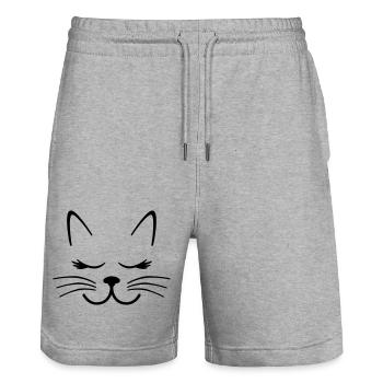 Katze - Stanley/Stella Unisex Bio Joggingshorts Trainer  - Grau meliert - Vorne - Nik (191cm) & Marisol (170cm)
