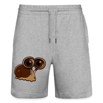 Escargot drôle gros - Short de jogging bio TRAINER Stanley/Stella unisexe - gris chiné - Devant - Nik (191cm) & Marisol (170cm)