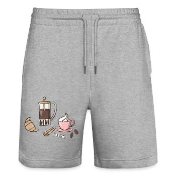 petit déjeuner - Short de jogging bio TRAINER Stanley/Stella unisexe - gris chiné - Devant - Nik (191cm) & Marisol (170cm)