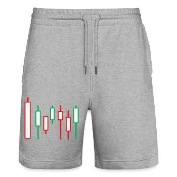Bourse monnaie Wall Street Trader Forex - Short de jogging bio TRAINER Stanley/Stella unisexe - gris chiné - Devant - Nik (191cm) & Marisol (170cm)