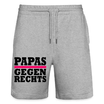 Papas gegen rechts - Stanley/Stella Unisex Bio Joggingshorts Trainer  - Grau meliert - Vorne - Nik (191cm) & Marisol (170cm)