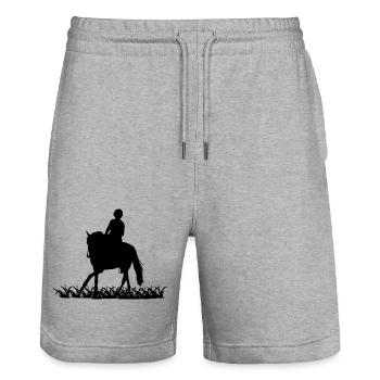 Cheval - Short de jogging bio TRAINER Stanley/Stella unisexe - gris chiné - Devant - Nik (191cm) & Marisol (170cm)