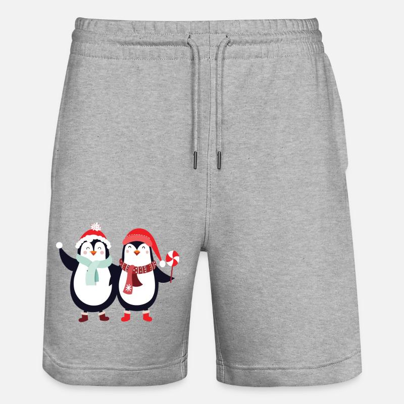 doux pingouins Noël - Short de jogging bio TRAINER Stanley/Stella unisexe - gris chiné