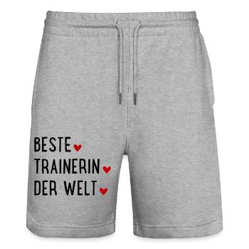 Beste Trainerin der Welt - Stanley/Stella Unisex Bio Joggingshorts Trainer  - Grau meliert - Vorne - Nik (191cm) & Marisol (170cm)