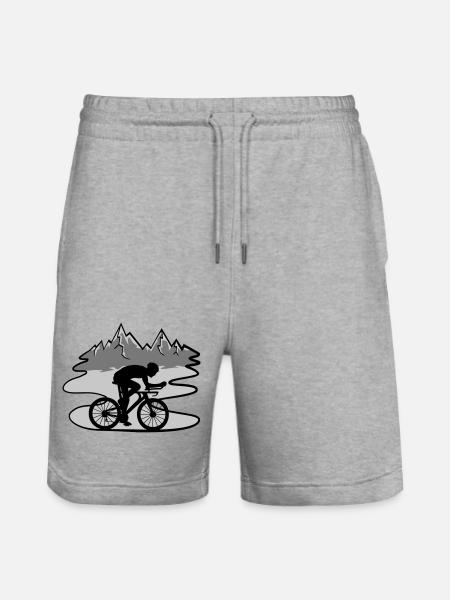 Bicycle Rider Mountains - Stanley/Stella Trainer Unisex Organic Jogging Shorts - heather grey