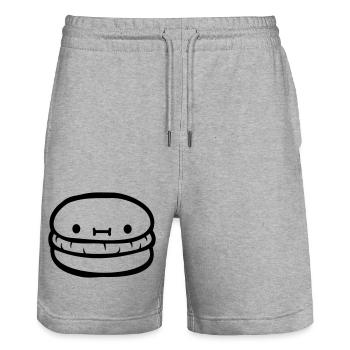 Burger cute face - Stanley/Stella Trainer Unisex Organic Jogging Shorts - heather grey - Front - Nik (191cm) & Marisol (170cm)