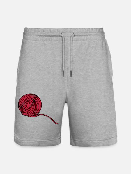 Comic Wollball Illustration - Stanley/Stella Unisex Bio Joggingshorts Trainer - Grau meliert