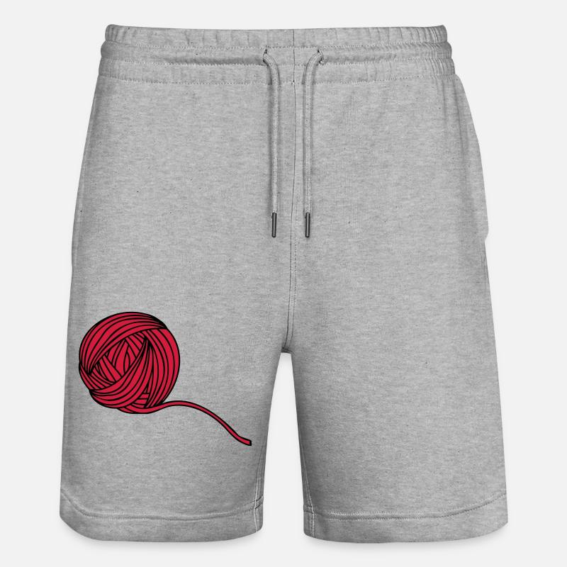 Comic Wollball Illustration - Stanley/Stella Unisex Bio Joggingshorts Trainer  - Grau meliert