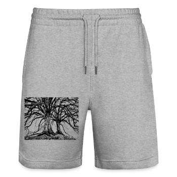 Trees - Stanley/Stella Trainer Unisex Organic Jogging Shorts - heather grey - Front - Nik (191cm) & Marisol (170cm)