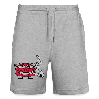 Fumer de l’herbe drôle de monstre - Short de jogging bio TRAINER Stanley/Stella unisexe - gris chiné - Devant - Nik (191cm) & Marisol (170cm)