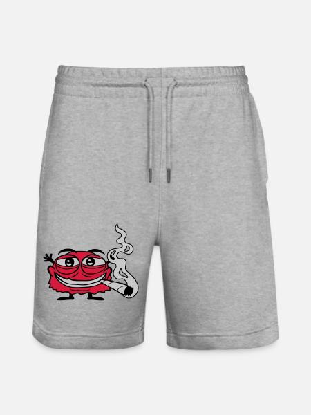 Weed smoking funny monster - Stanley/Stella Trainer Unisex Organic Jogging Shorts - heather grey