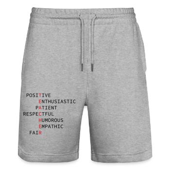 Enseignant - Short de jogging bio TRAINER Stanley/Stella unisexe - gris chiné - Devant - Nik (191cm) & Marisol (170cm)